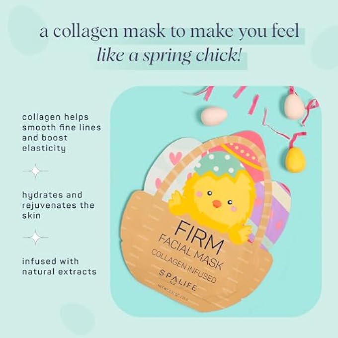 SpaLife SPRING & EASTER FACIAL MASKS (9PACK) - HYALURONIC ACID, COLLAGEN, VITAMIN C INFUSED - REDUCES DARK CIRCLES, HYDRATES, FIRMS SKIN - SKIN CARE MASKS FOR PUFFINESS, FINE LINES & WRINKLES - Image 4